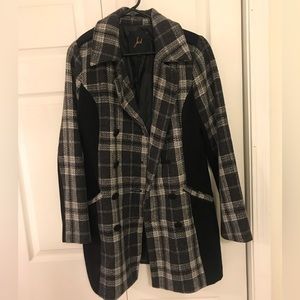 Jack by bb Dakota- Black Plaid Pea Coat